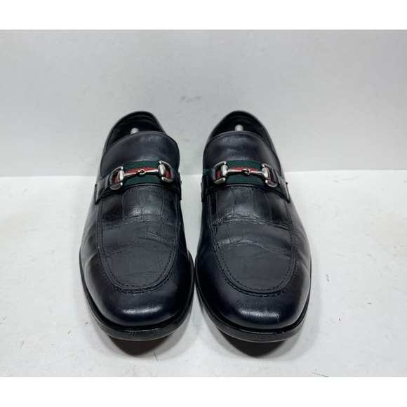 David Eden Black Embossed Leather HorseBit‎ Loafers William Men\'s Size 12 Shoes main image 4